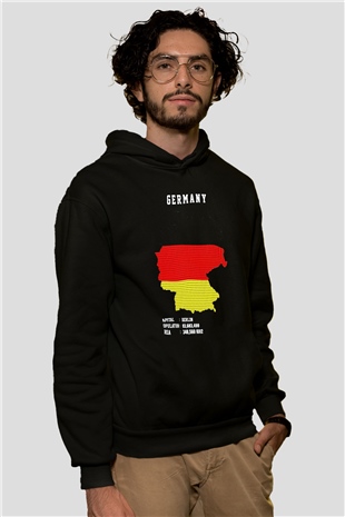 Almanya Siyah Unisex Hoodie