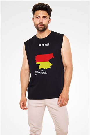 Almanya Siyah Unisex Kolsuz Tişört