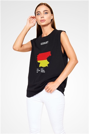 Almanya Siyah Unisex Kolsuz Tişört