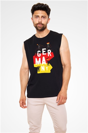 Almanya Siyah Unisex Kolsuz Tişört