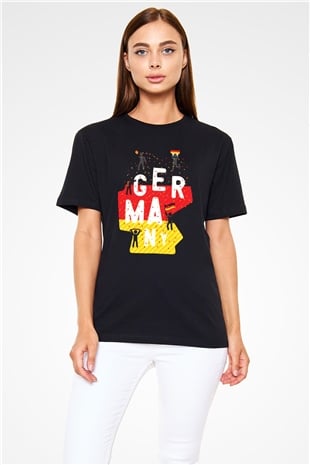 Almanya Siyah Unisex Tişört T-Shirt - TişörtFabrikası