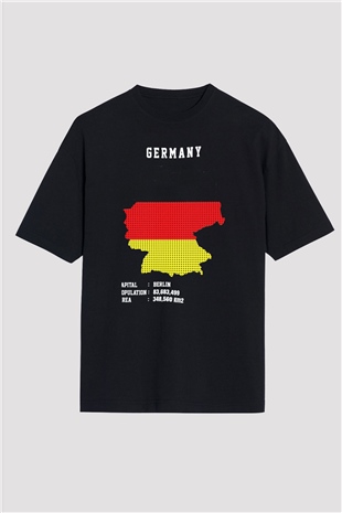 Almanya Siyah Oversize Tişört Oversize T-shirt - TişörtFabrikası