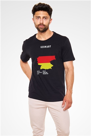 Almanya Siyah Unisex Tişört T-Shirt - TişörtFabrikası