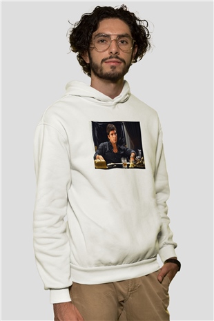 Alpacino Beyaz Unisex Kapşonlu Sweatshirt