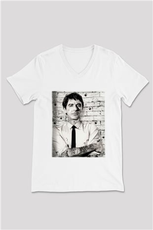 Alpacino Beyaz Unisex V Yaka Tişört T-Shirt