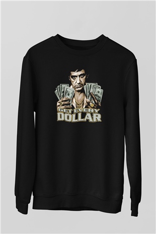 Alpacino Get Every Dollar Siyah Unisex Sweatshirt