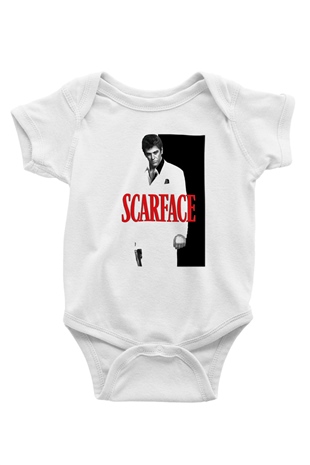 Alpacino Scarface Baskılı Beyaz Unisex Bebek Body - Zıbın