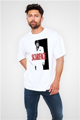 Alpacino Scarface Beyaz Unisex Oversize Tişört T-Shirt