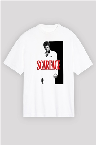 Alpacino Scarface Beyaz Unisex Oversize Tişört T-Shirt