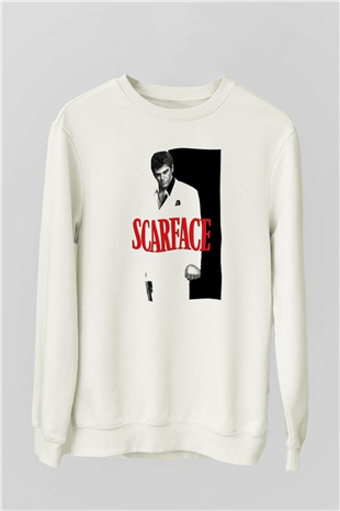 Alpacino Scarface Beyaz Unisex Sweatshirt