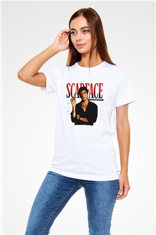 Alpacino Scarface Beyaz Unisex Tişört T-Shirt - TişörtFabrikası