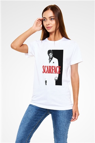 Alpacino Scarface Beyaz Unisex Tişört T-Shirt - TişörtFabrikası