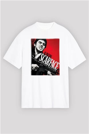 Alpacino Scarface Limited Edition Beyaz Unisex Oversize Tişört T-Shirt