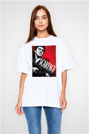 Alpacino Scarface Limited Edition Beyaz Unisex Oversize Tişört T-Shirt