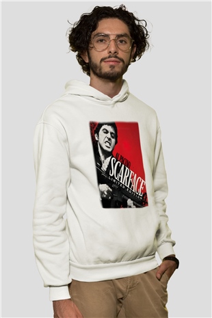 Alpacino Scarface Limited Edition Beyaz Unisex Kapşonlu Sweatshirt