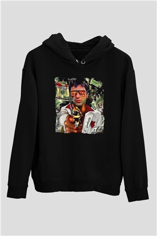 Alpacino Siyah Unisex Kapüşonlu Sweatshirt