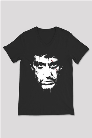 Alpacino Siyah Unisex V Yaka Tişört T-Shirt