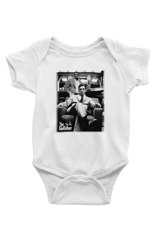 Alpacino The Godfather Baskılı Beyaz Unisex Bebek Body - Zıbın