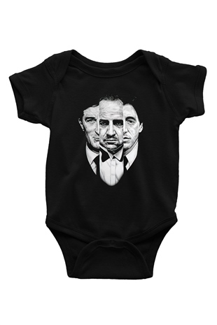 Alpacino The Godfather Baskılı Siyah Bebek Body - Zıbın