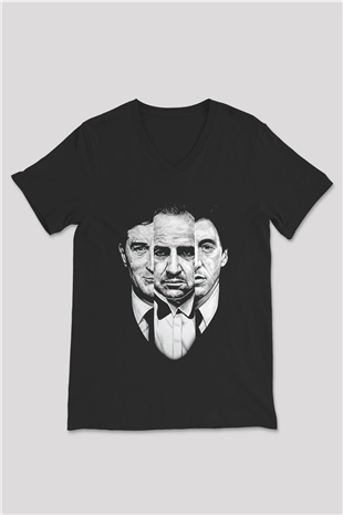 Alpacino The Godfather Siyah Unisex V Yaka Tişört T-Shirt