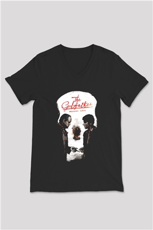 Alpacino The Godfather Siyah Unisex V Yaka Tişört T-Shirt