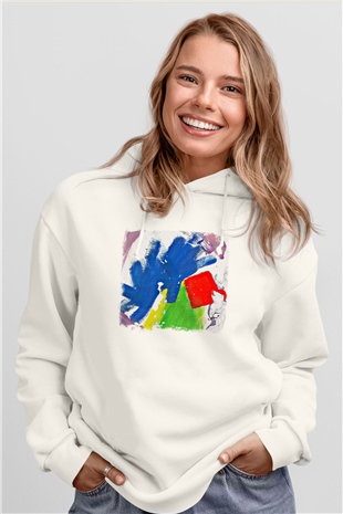 Alt-J Baskılı Unisex Beyaz Hoodie
