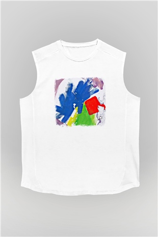 Alt-J Baskılı Unisex Beyaz Kolsuz Tişört