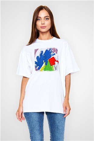Alt-J Baskılı Unisex Beyaz Oversize Tişört