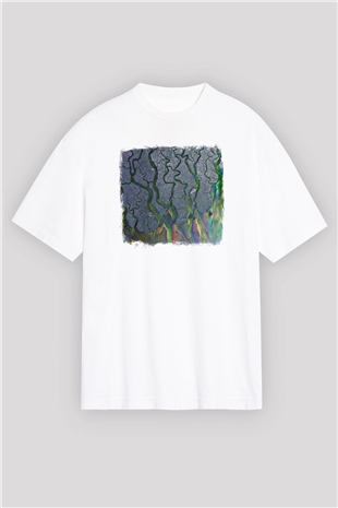 Alt-J Baskılı Unisex Beyaz Oversize Tişört