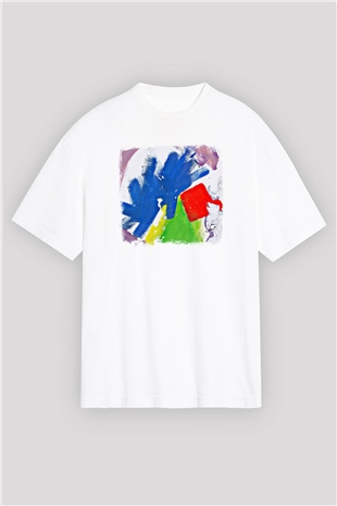 Alt-J Baskılı Unisex Beyaz Oversize Tişört