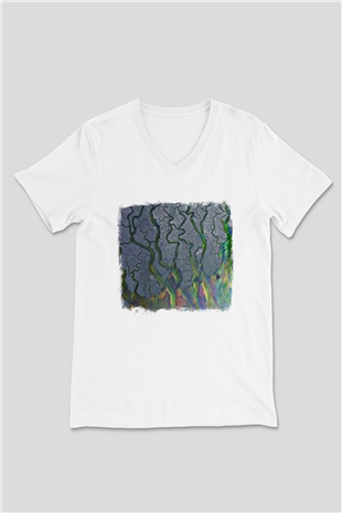 Alt-J Baskılı Unisex Beyaz V Yaka Tişört