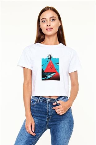 Alt-J Beyaz Croptop Tişört