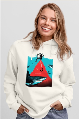 Alt-J Beyaz Unisex Kapşonlu Sweatshirt