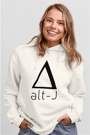 Alt-J Beyaz Unisex Kapüşonlu Sweatshirt