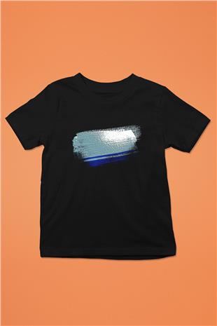 Altay Cumhuriyeti - Altai Republic Bayrağı Baskılı Unisex Siyah Çocuk Tişörtü