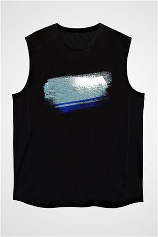 Altay Cumhuriyeti - Altai Republic Bayrağı Baskılı Unisex Siyah Kolsuz Tişört