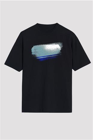 Altay Cumhuriyeti - Altai Republic Bayrağı Baskılı Unisex Siyah Oversize Tişört