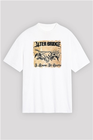 Alter Bridge Baskılı Unisex Beyaz Oversize Tişört