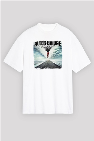 Alter Bridge Baskılı Unisex Beyaz Oversize Tişört
