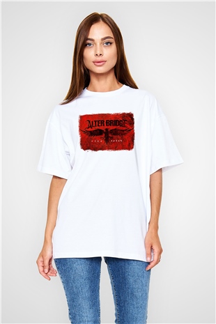 Alter Bridge Baskılı Unisex Beyaz Oversize Tişört