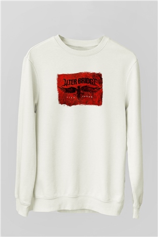 Alter Bridge Baskılı Unisex Beyaz Sweatshirt