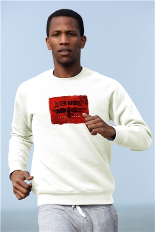 Alter Bridge Baskılı Unisex Beyaz Sweatshirt
