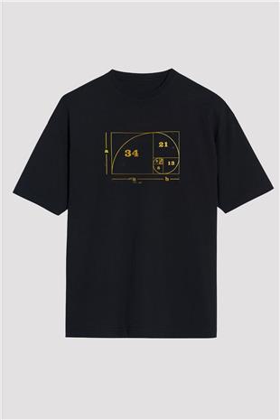 Altın Oran Renkli Baskılı Unisex Oversize Tişört - Tshirt