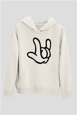 Alto Ritmo Rock Big Band Beyaz Unisex Kapşonlu Sweatshirt