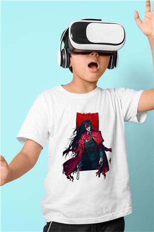 Alucard Baskılı Beyaz Unisex Beyaz Çocuk Tişört - Tshirt