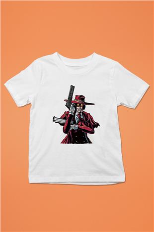 Alucard Baskılı Beyaz Unisex Beyaz Çocuk Tişört - Tshirt