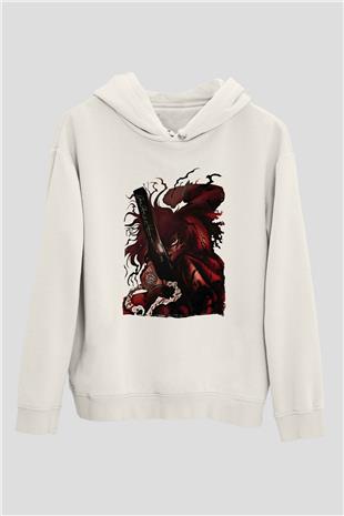 Alucard Baskılı Beyaz Unisex Hoodie
