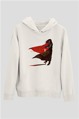 Alucard Baskılı Beyaz Unisex Hoodie