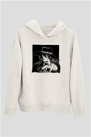 Alucard Baskılı Beyaz Unisex Hoodie