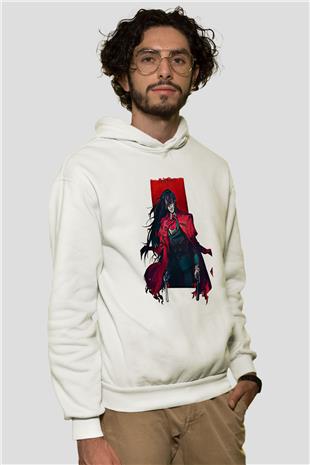 Alucard Baskılı Beyaz Unisex Hoodie